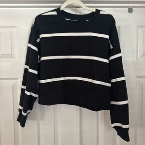 lululemon athletica Black & White Striped Crewneck Sweatshirt